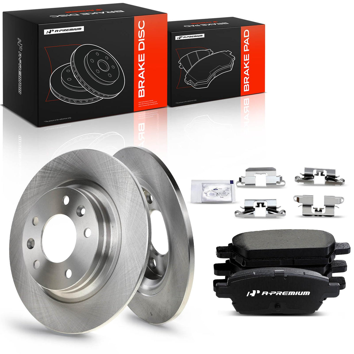 A-Premium 11.02 inch (280mm) Rear Solid Brake Rotors and Ceramic Pads Kit
