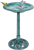 Bird Bath for Outside, Polyresin Pedestal Birdbath, Green