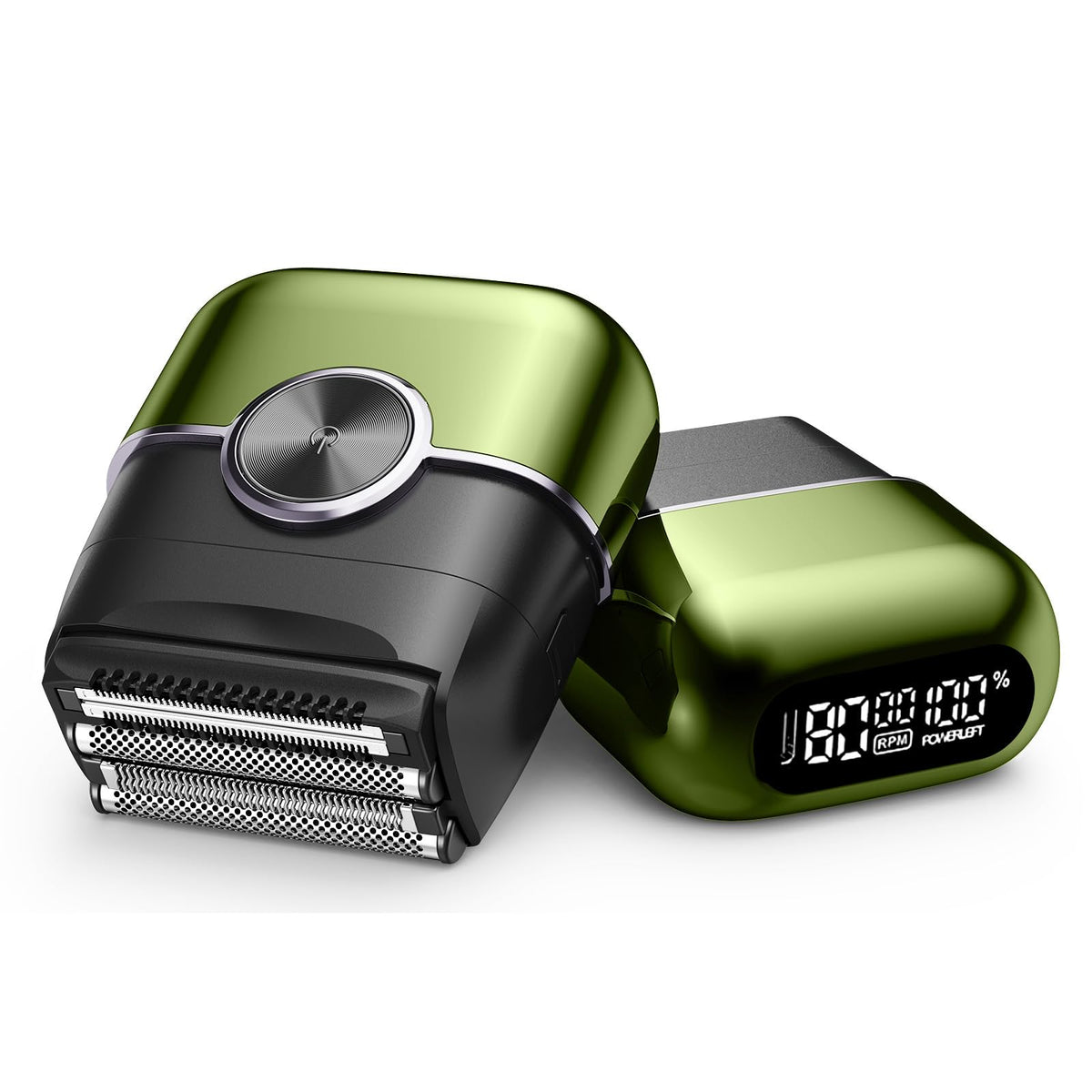 Electric Foil Shavers for Men: 4 Floating Blades & LED Display - Ink Green