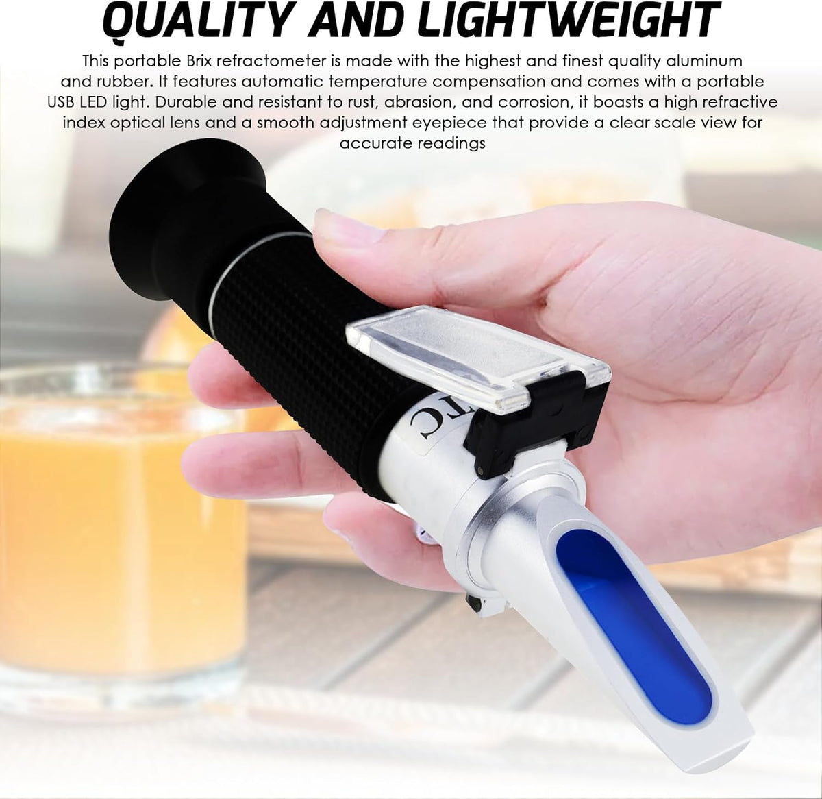 2-in-1 Brix Salinity Refractometer, Professional Brix Refractometer with ATC, and Dual Scale 0-32% Brix & 0-28%