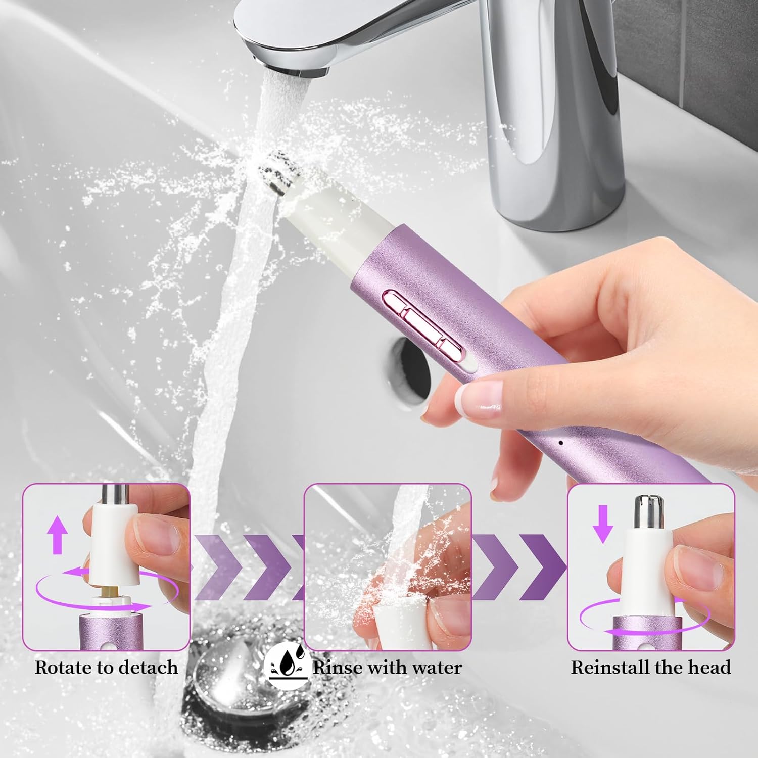2026 Rechargeable Nose & Ear Hair Trimmer, Dual-Edge Blade Electric Clipper for Women Men, Facial & Eyebrow Hair