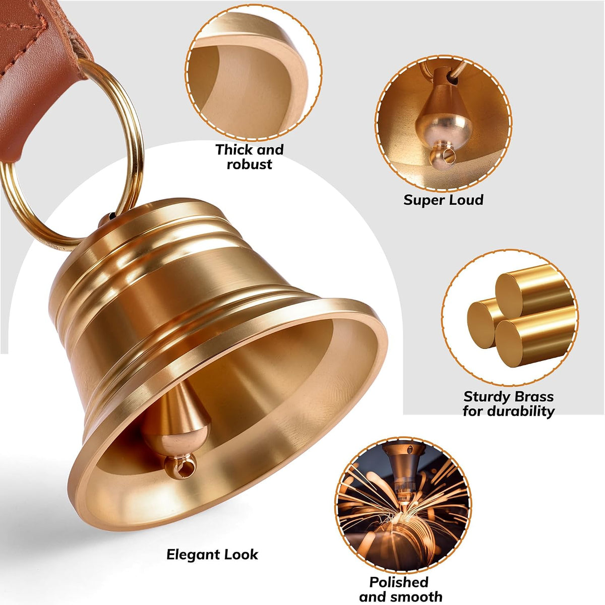 Leather Dog Door Bells for Potty Training, Nail-Safe Puppy Dog Door Bells Extra Loud for Dogs Training