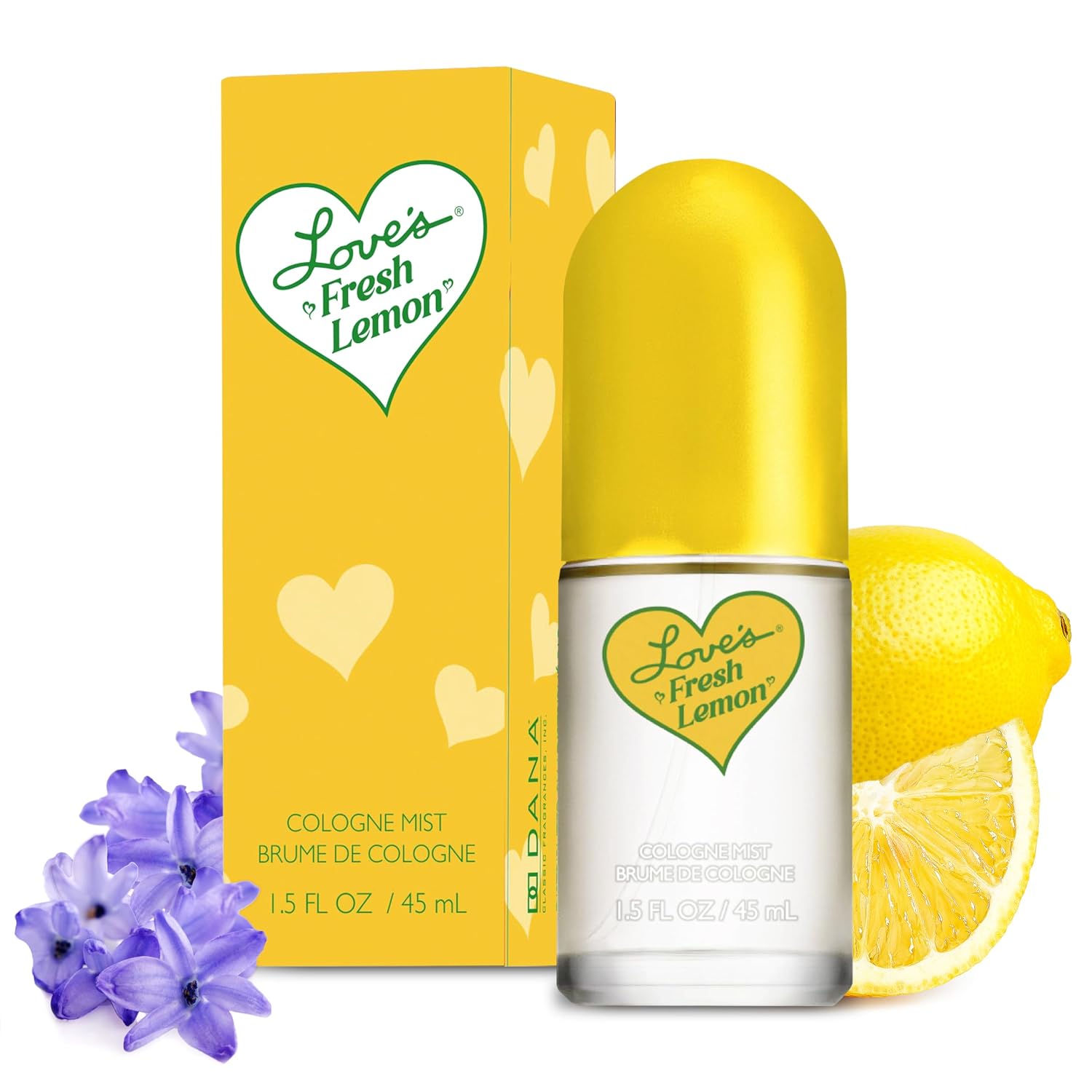 Love's Fresh Lemon Cologne Mist 1.5 Fl. Oz. Invigorating and Uplifting Lemon Scented Body Mist for Women, Classic