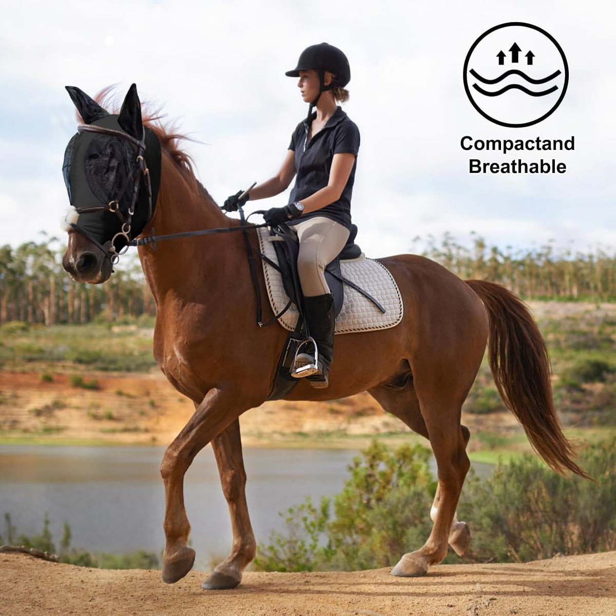 3 Pcs Horse Fly Mask - Fly Masks for Horses with Ears, Fashionable and Breathable Stretch Fabric with UV & Sun
