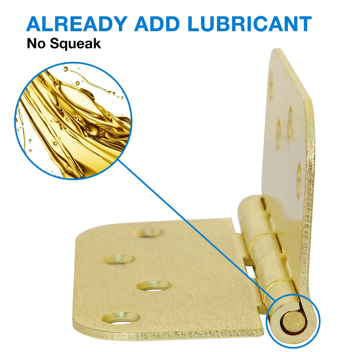 3 Pack Interior Door Hinges 4 Inch Brushed Brass 5/8" Radius Gold