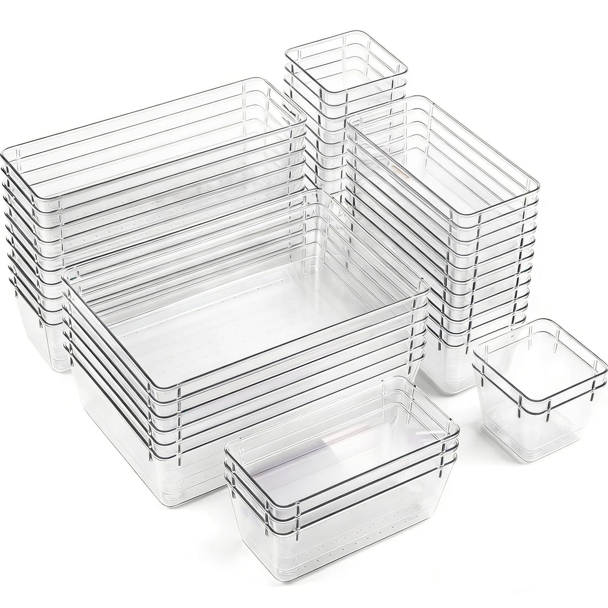 Clear Acrylic Drawer Organizer Tray 5 Size Junk Small Storage Container Bin