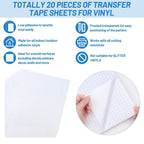 20 Pack Clear Transfer Tape, Contact Paper Decal Transfer Sheet Low Tack Ease Paper Transfer Tape for Craft