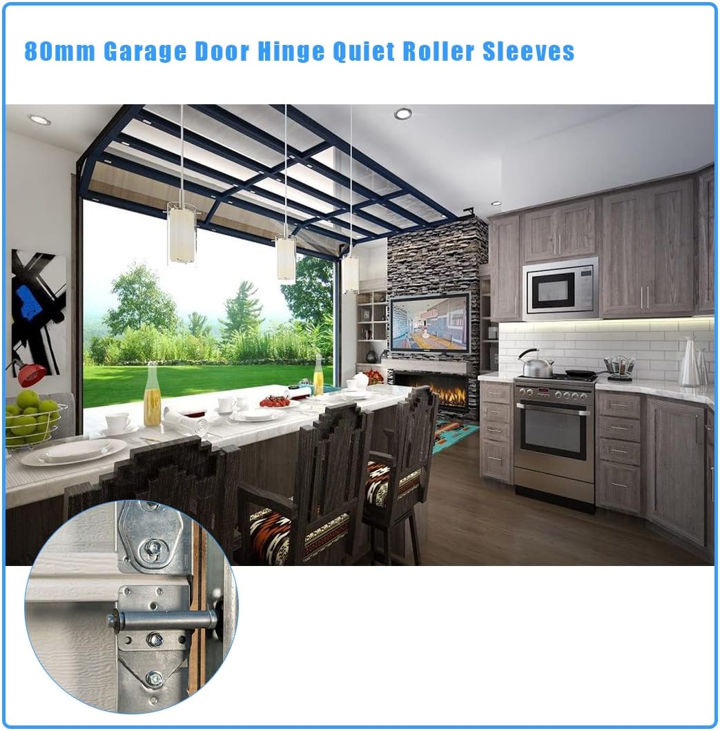 80mm Garage Door Hinge Quiet Roller Sleeves Compatible with Quiet Garage Door Rollers Bearing Precision Bearings High