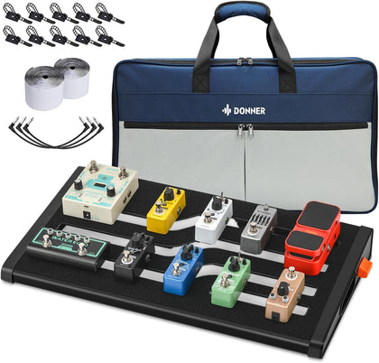 Guitar Effects Pedal Board, DB-S200 Large Power Supply Pedalboard Set with Convertible Bag Backpack, 60" Adhesive