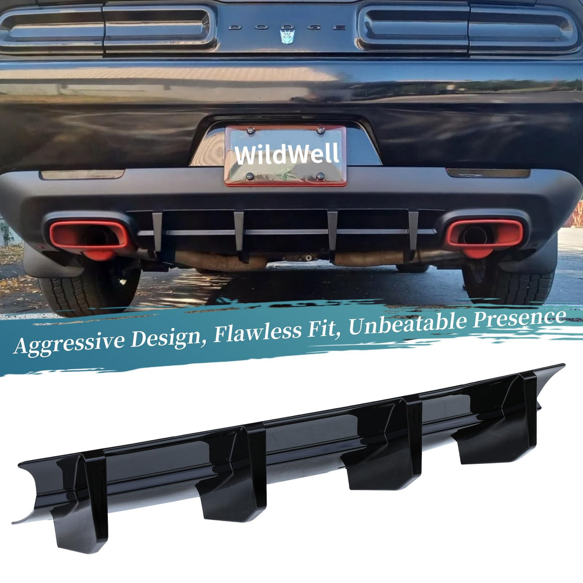 WildWell Rear Bumper Diffuser Compatible with 2015-2024 Dodge Challenger