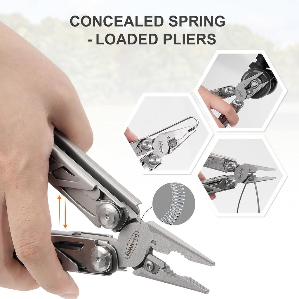 Multitool, 17-in-1 Stainless Steel Multi Tool Pliers with Self-Locking, Pocket Knife, Nylon Sheath, Professional