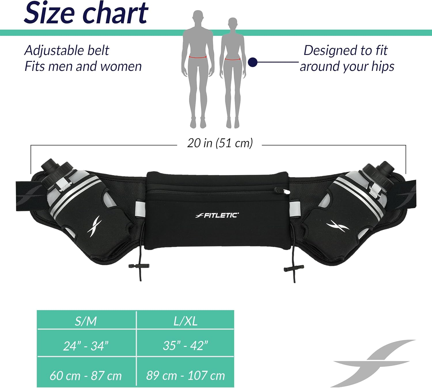 Hydration Running Belt with Water Bottles for Men & Women – 2 Quick Flow 8oz Running Water Bottles, Patented Bounce