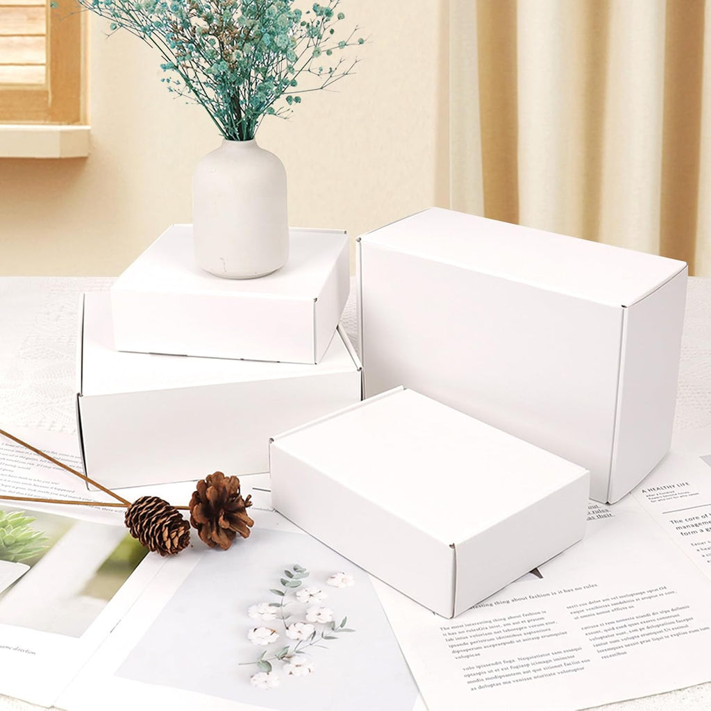White Shipping Boxes Medium 10x8x2 Inches, 40 Pack Corrugated Cardboard Mailer Boxes for Packaging Small Business
