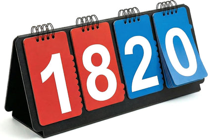 Portable Sports Scoreboard with Large Flip Numbers, Manual Score Keeper for Basketball Volleyball Baseball Games