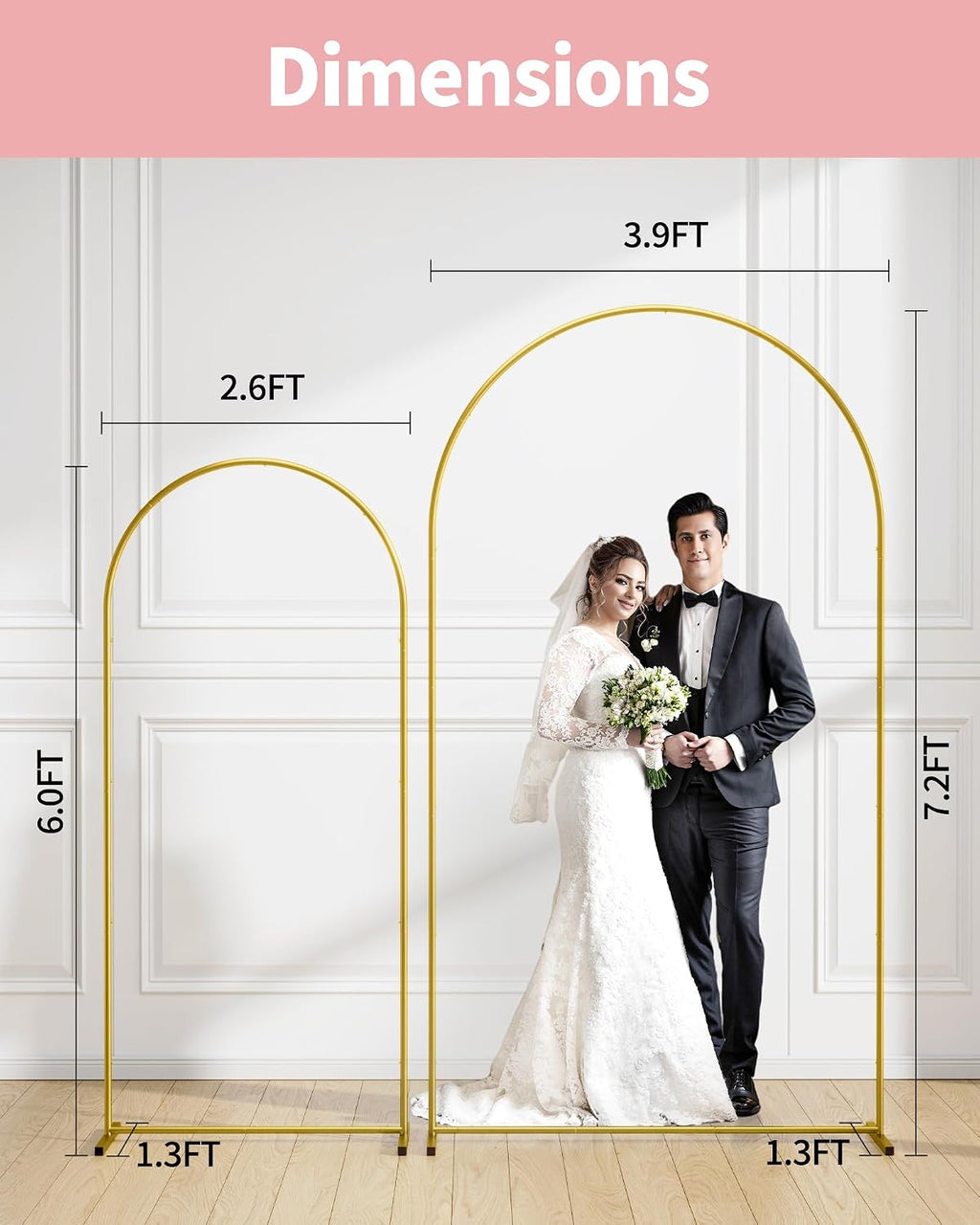 Arch Backdrop Stand Set, Metal, Set of 3, 7.2ft & 6.0ft & 6.0ft