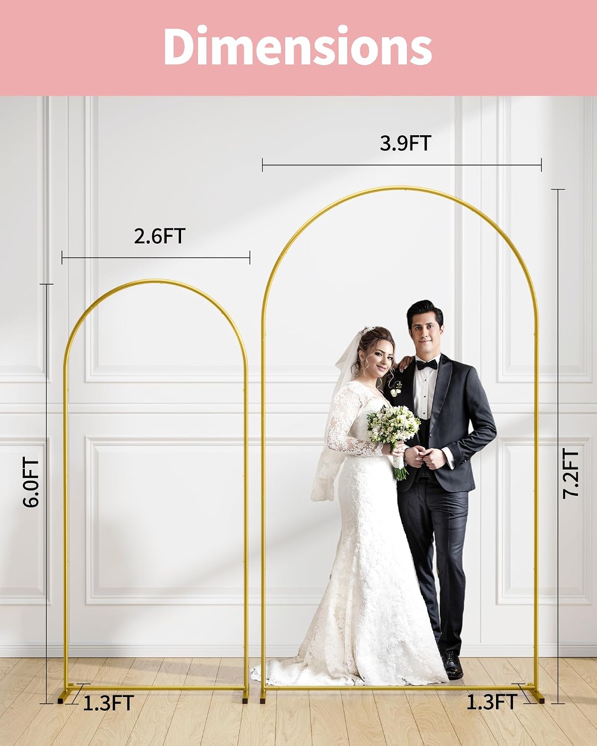 Arch Backdrop Stand Set, Metal, Set of 3, 7.2ft & 6.0ft & 6.0ft
