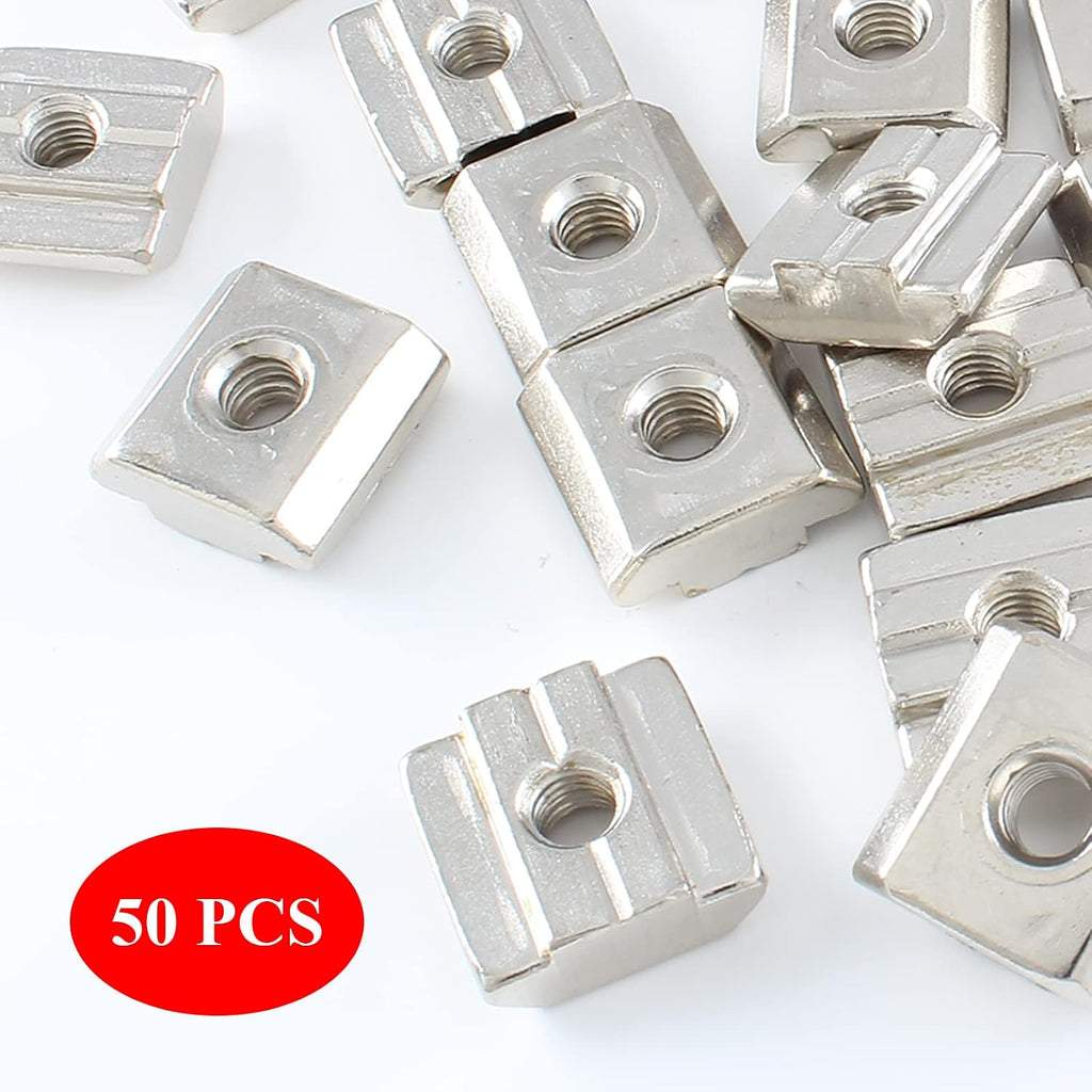 3030 Series Sliding T Nuts, M6 Thread, 8mm T-Slot, 50 Pcs