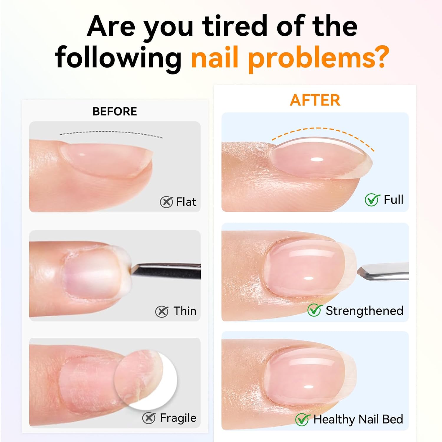 Builder Nail Gel with Top Coat Base Coat Kit 3 PCS 15ml | Long Lasting Diamond-Shine Finish No Wipe Clear Gel Polish
