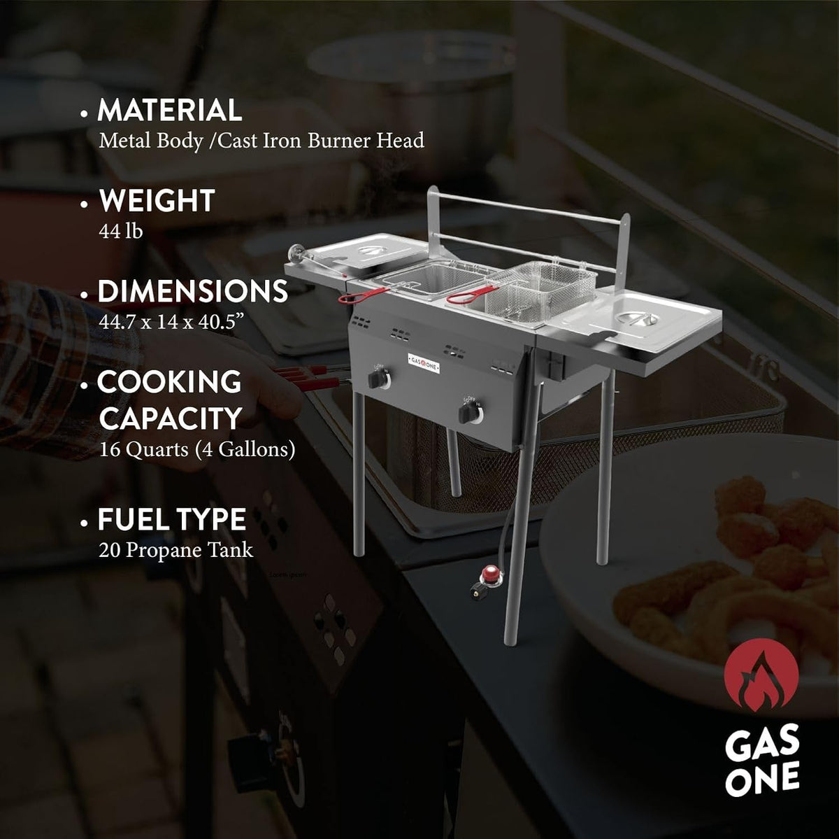GasOne B-5850B Outdoor Propane Double Deep Fryer