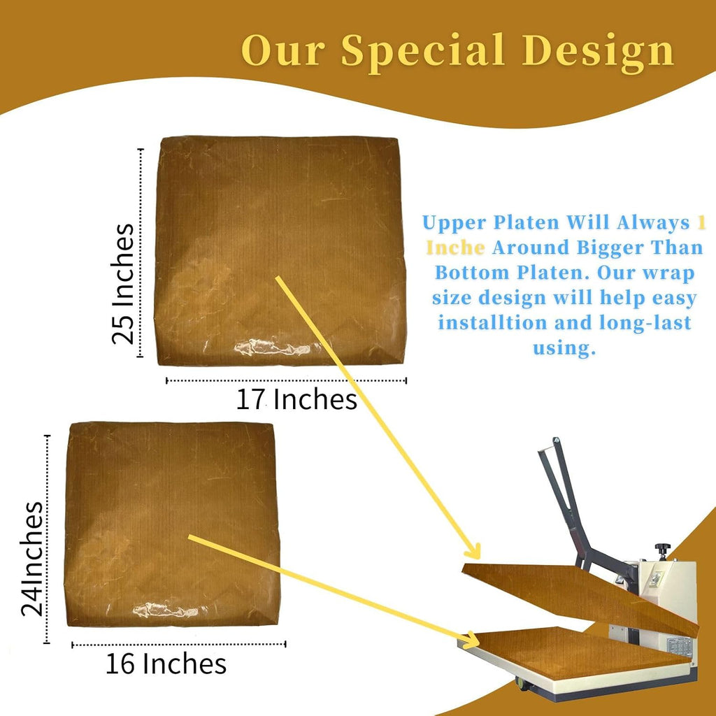 Heat Press Covers 16x24 2Pcs for Protecting Top & Bottom Platen | Heat Press Platen Wrap for Heat Press Machine, No