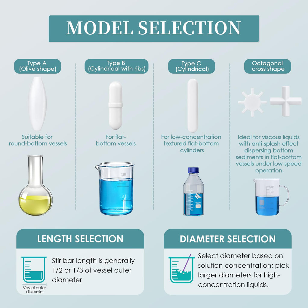 8PCS Various Magnetic Stir Bar Set