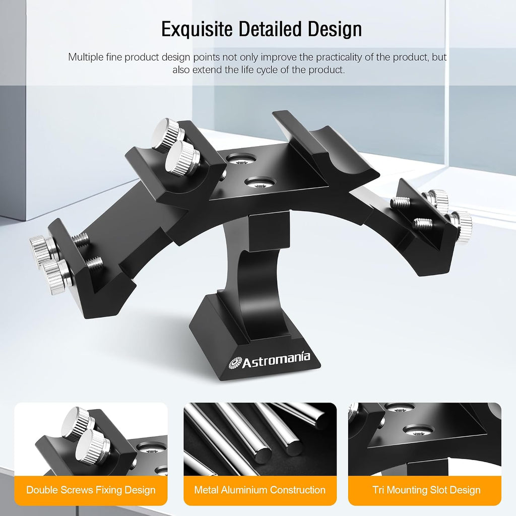 Finder Scope Mount, Finderscope Mount Bracket for Triple Finders | Adjustable Metal Aluminum Telescope Accessory
