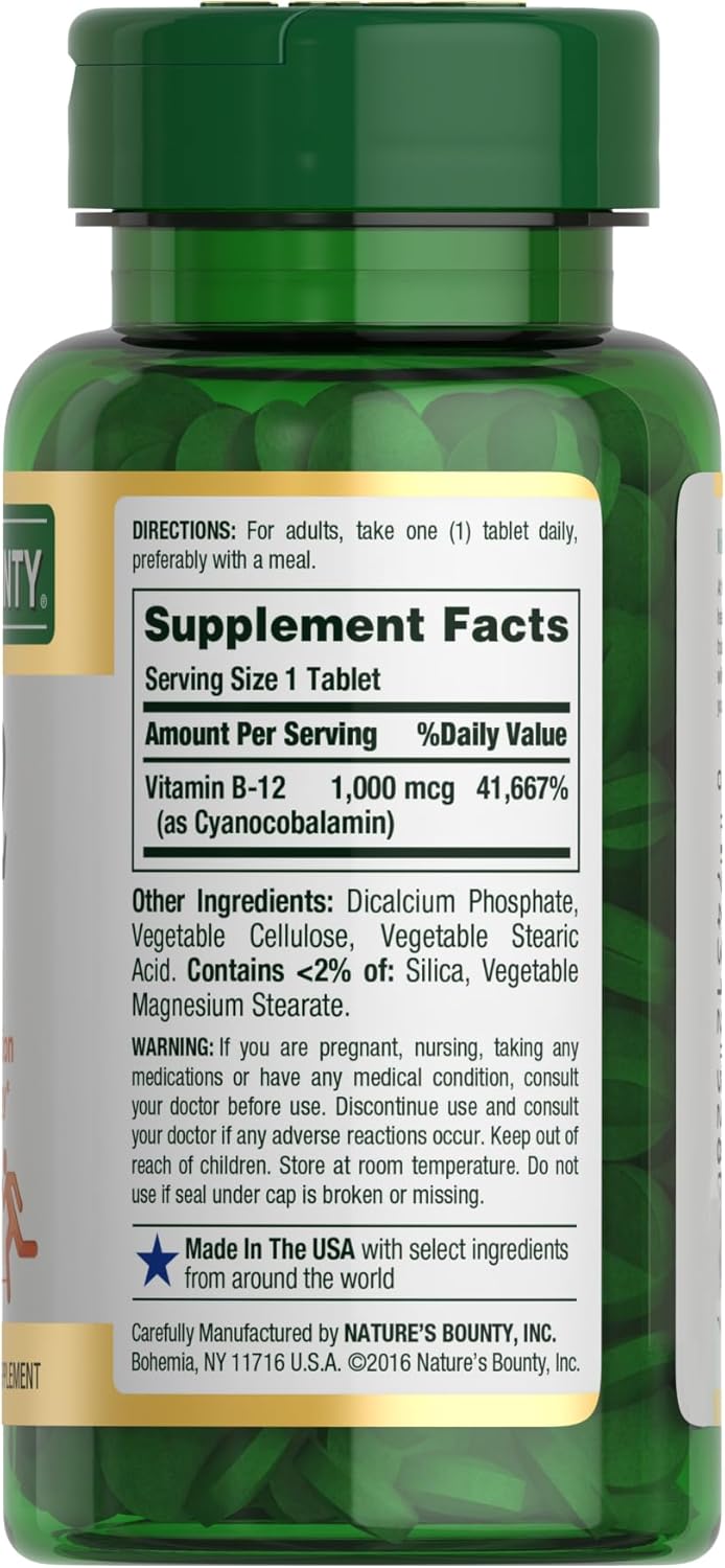 Vitamin B12 1000 mcg Supplements, Supports Energy Metabolism, 200 Ct