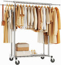 Heavy Duty Clothes Rack, Rolling Clothing Rack for Hanging Clothes with Shelves Load 700LBS,Portable Garment Wardrobe