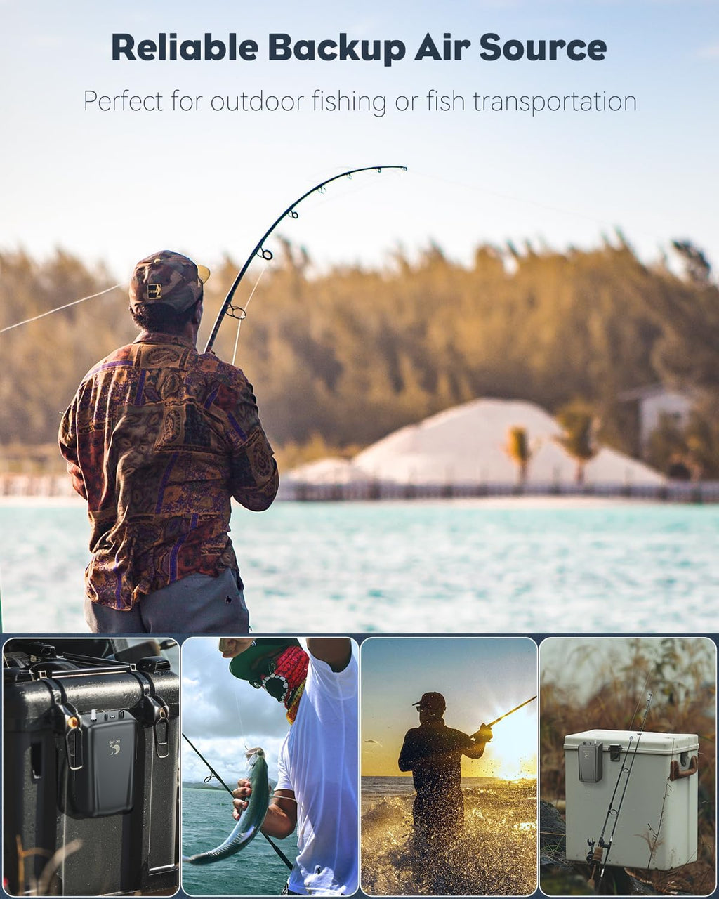 Outdoor Live Bait Aerator 40 GPH Battery Air Pump for 30 Gallon Bait Bucket Portable Battery Powered Oxygen Pump for