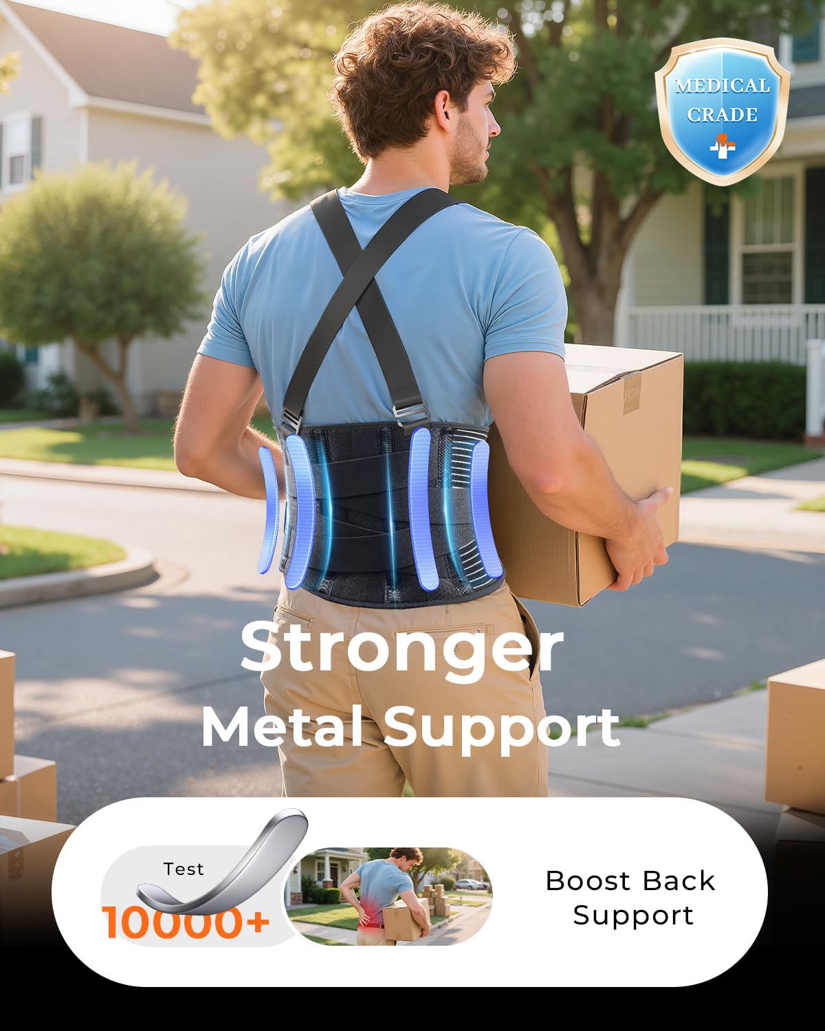 Ultra Breathable Work Back Brace for Men, Upgraded Medical-Grade Support
