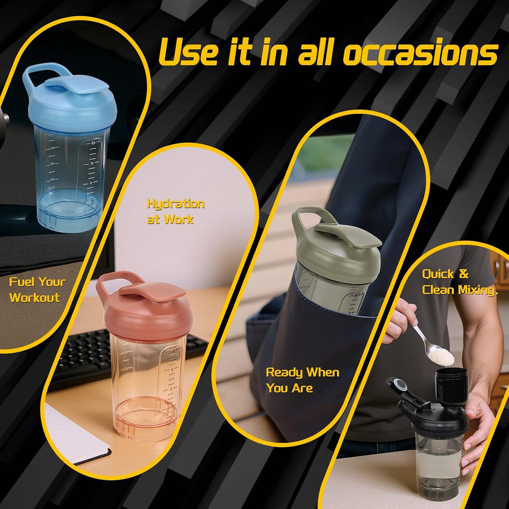 Protein Shaker Bottle 20oz, Leakproof Protein Shaker Cups for Gym, Fitness & Supplements, PETG Material(1 Pack, Blue)