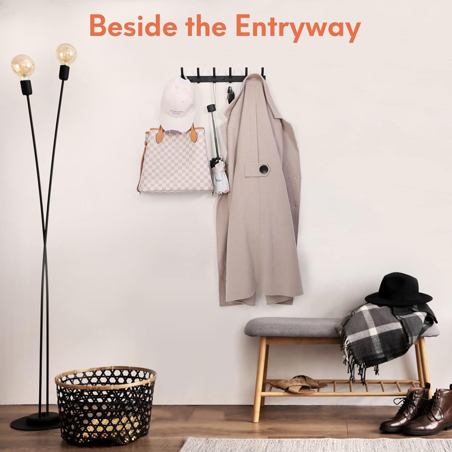 Coat Rack Wall Mount, Wall Hooks for Hanging, Entry Coat Hooks Coat Hanger, Hat Rack Holder for Wall, Key Holder