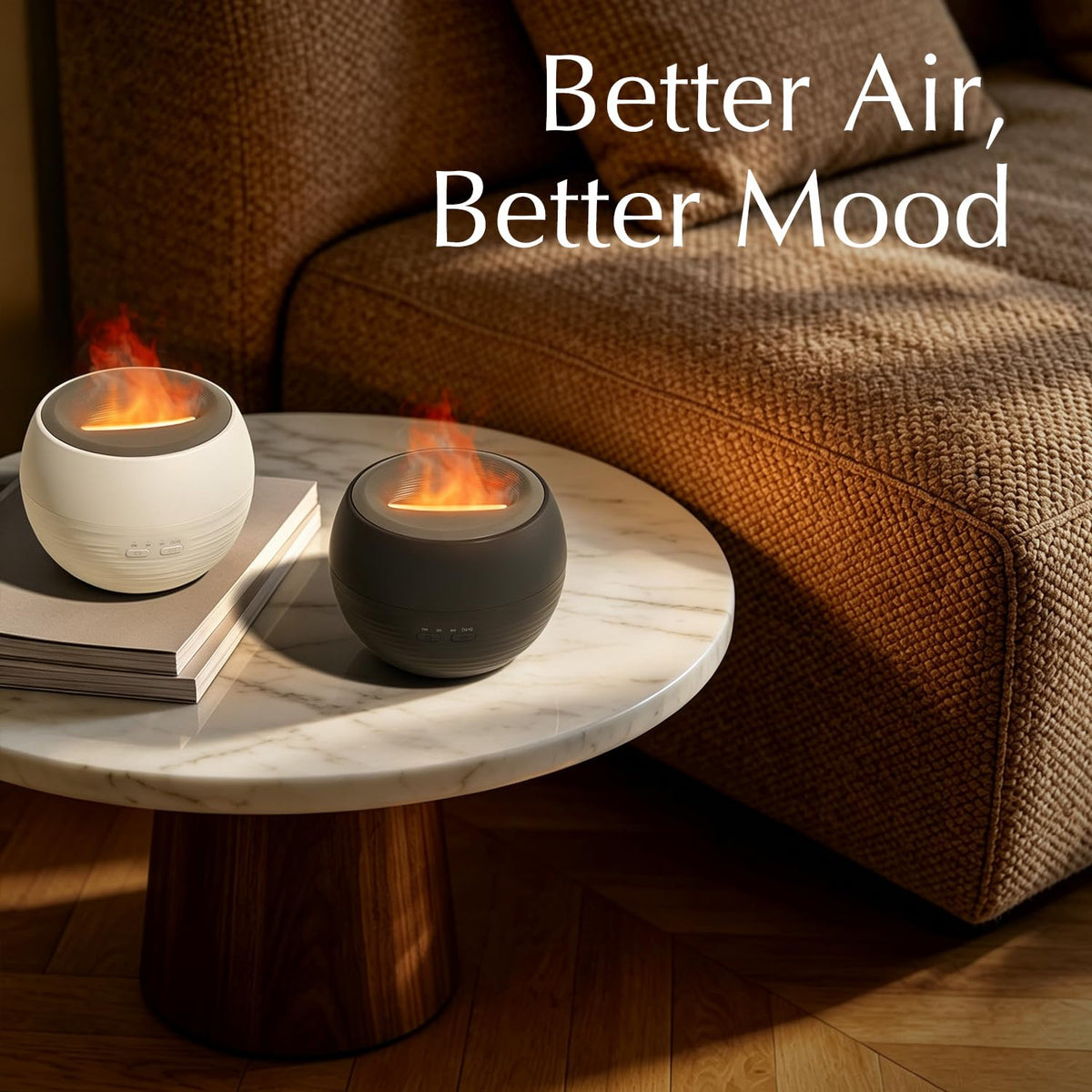 2 Pack Flame Essential Oil Diffuser for Home, 260ml Fire Diffuser