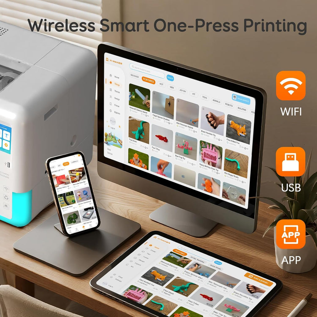 AI 3D Printer for Kids, Fast 400mm/s, 1500+ Models, Enclosed Safe | One-Click WiFi App Control, Leveling-Free 3D