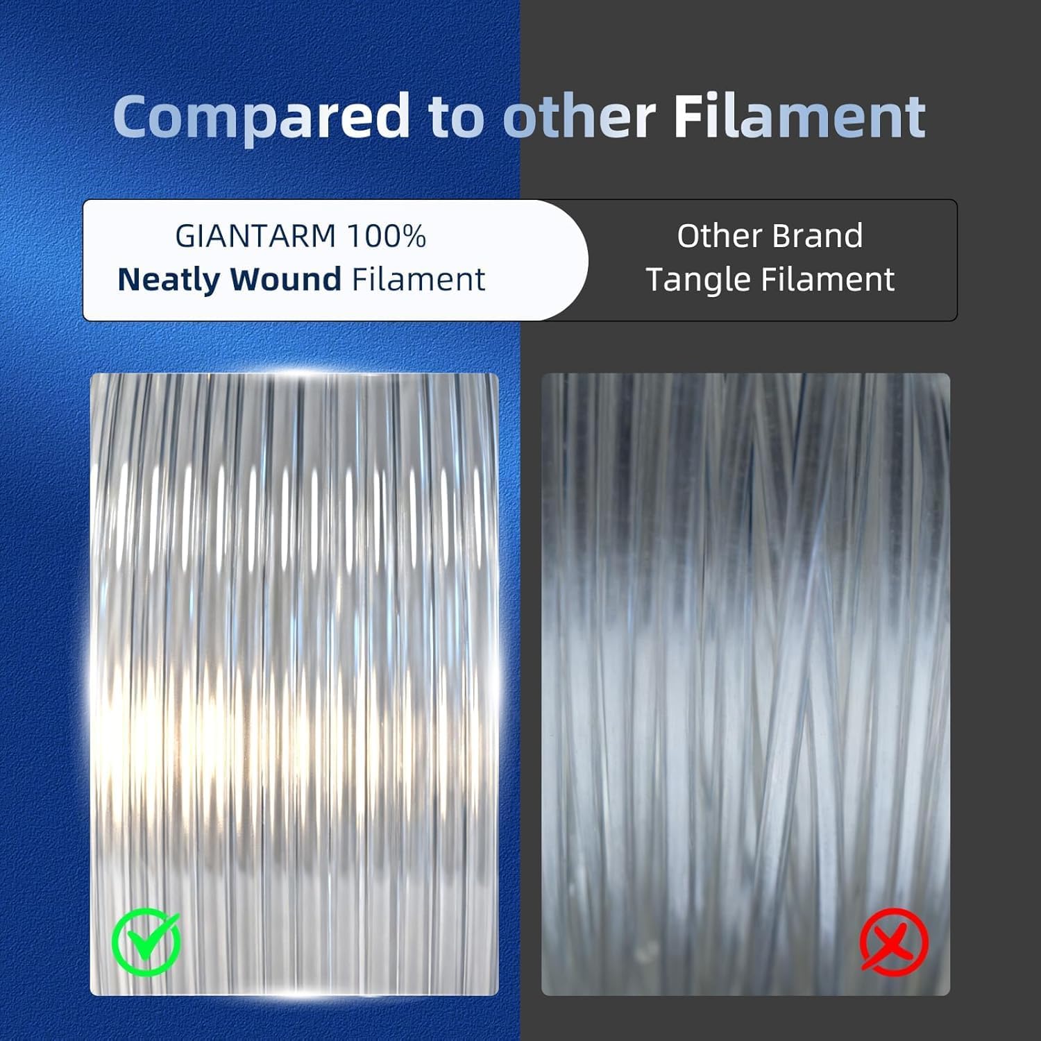 Clear PLA Filament, 1.75mm Transparent PLA 1kg Spool (2.2lbs), 3D Printer Filament with Vacuum Packaging