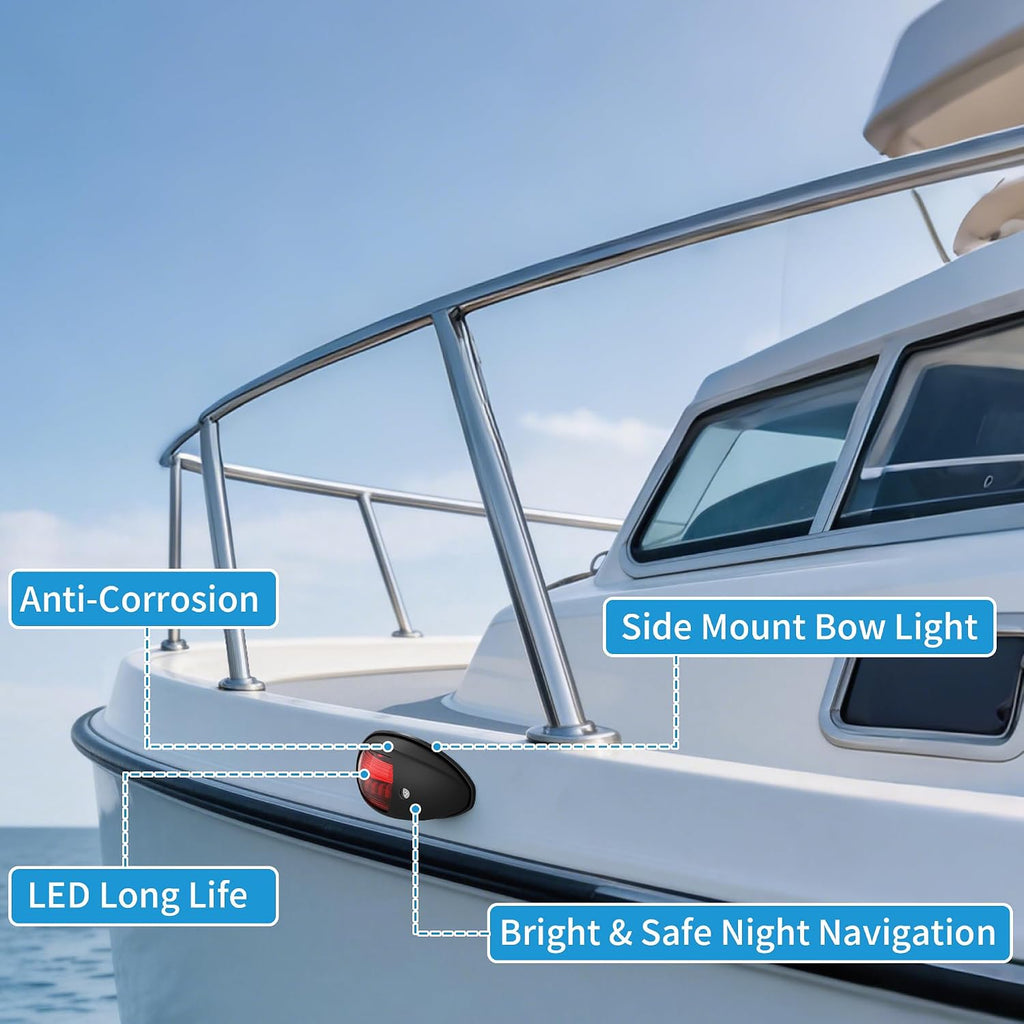 Obcursco LED Boat Navigation Lights, Red and Green Vertical Mount Bow Light