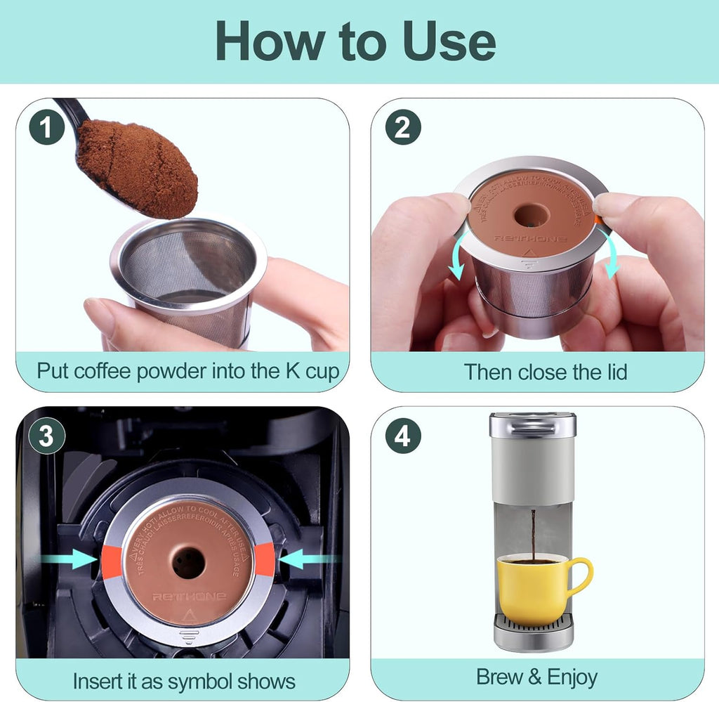 K Cup Reusable Coffee Pods, Stainless Steel Reusable K Cups Compatible with Keurig 1.0 & 2.0 Coffee Machines Brewers