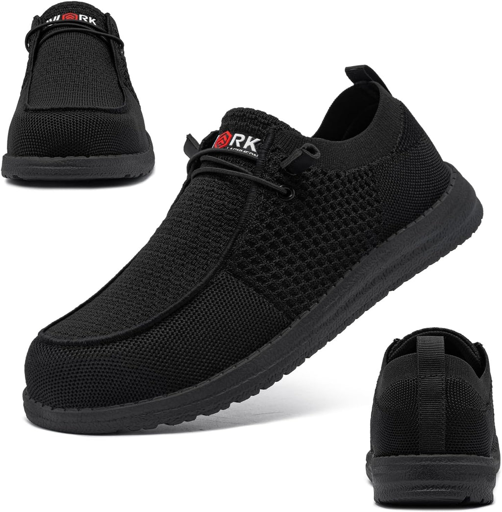 Slip On Steel Toe Shoes Men Loafers Work Safety Tennis Sneakers | Lightweight, Comfortable, Walking, Wide, Hands