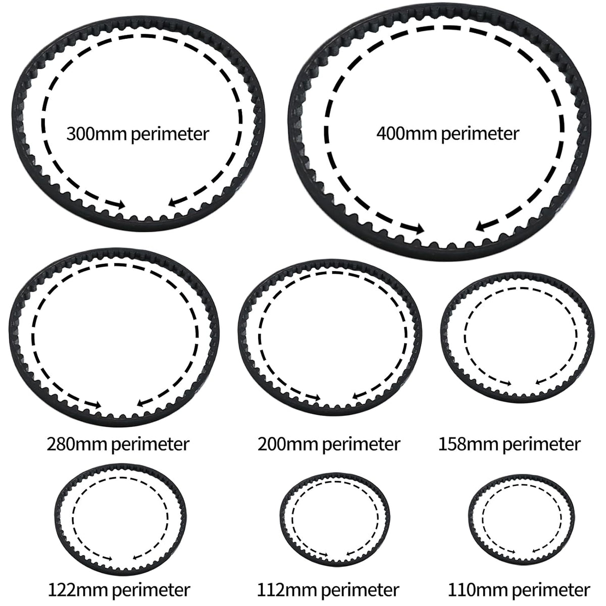Uenhoy 8 Pcs 2GT-6 3D Printer Timing Belt 6mm Closed Loop 110-400mm Set