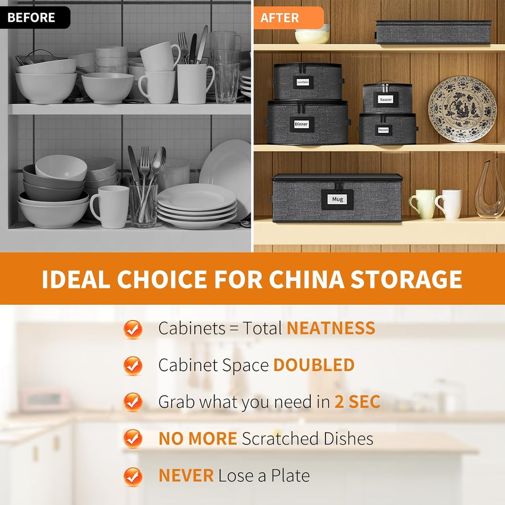 6-Piece China Storage Containers Set, Hard Shell Moving Boxes for Dishes, Plates, Mugs & Flatware – Dinnerware