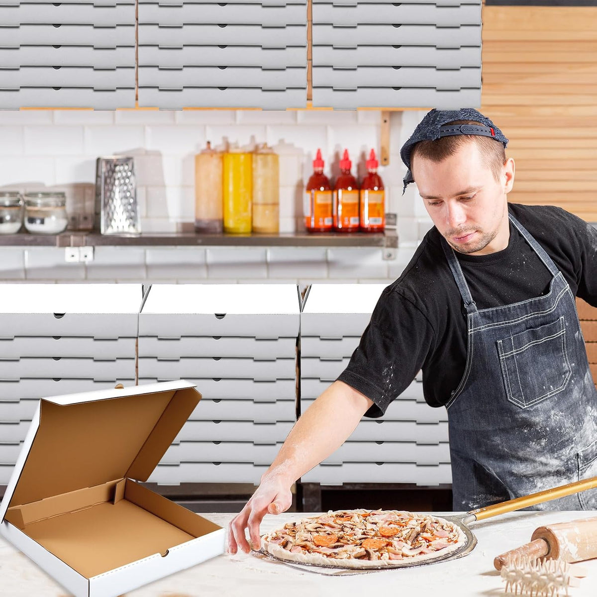 10 Pcs Corrugated Pizza Boxes 12 x 12 Inches, White