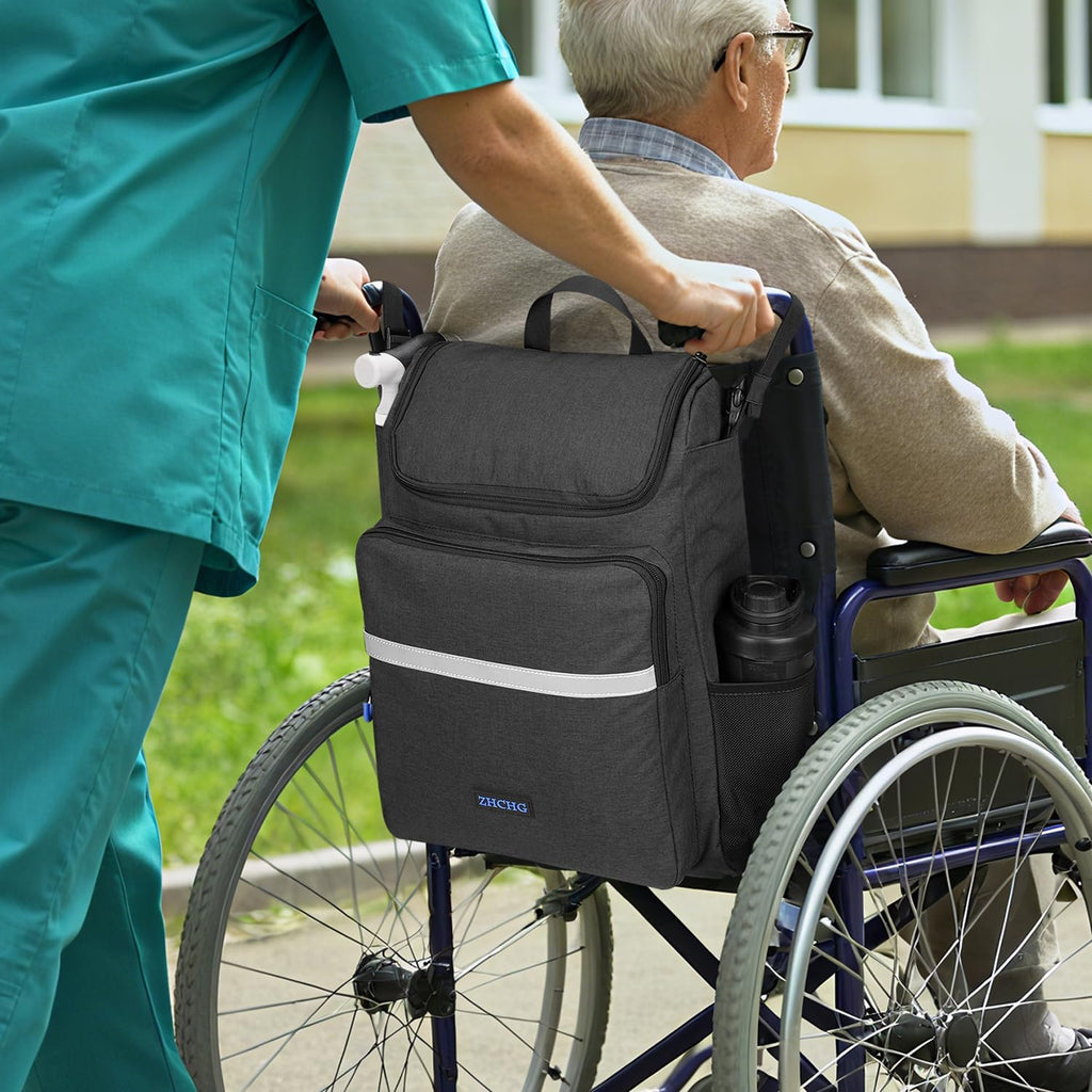 Upgrade Wheelchair Bags to Hang on Back, Multi-Functional Wheelchair Accessories, Casual Backpack, Durable Large