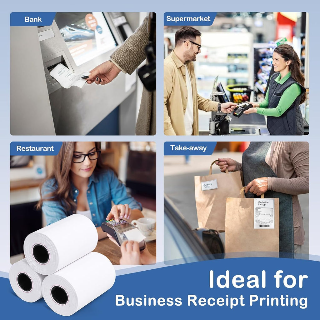 2 1/4" x 50' Thermal Paper Rolls (50 Rolls), BPA Free Receipt Paper, 58mm Fits Mini POS Thermal Printer, Square