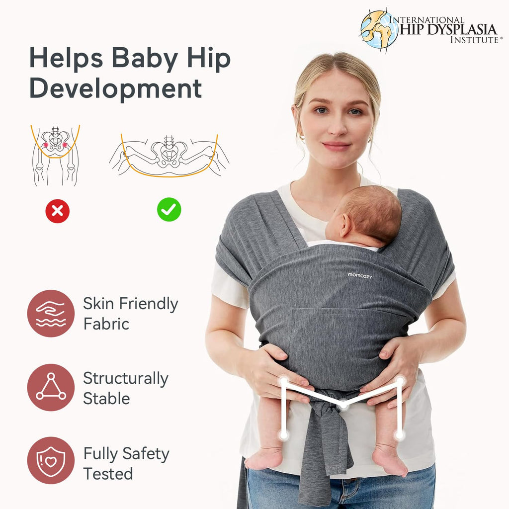 Baby Wrap Carrier, Easy-On 2-Piece Design, Newborn to 33 lb | Easy On Like a T-Shirt, XXS-XXL Adjustable Fit, IHDI