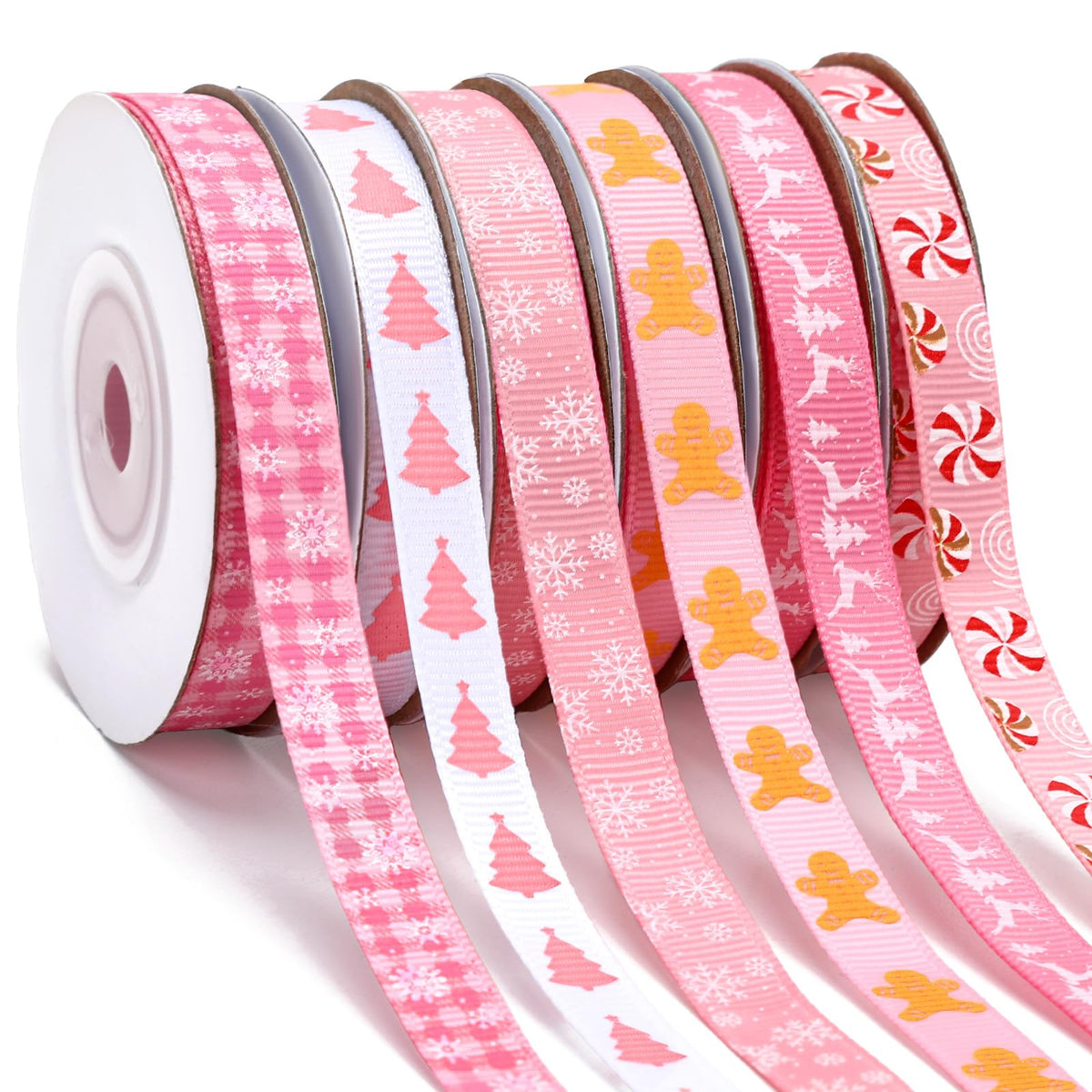 60 Yards Pink Christmas Ribbon for Gift Wrapping and DIY Crafts