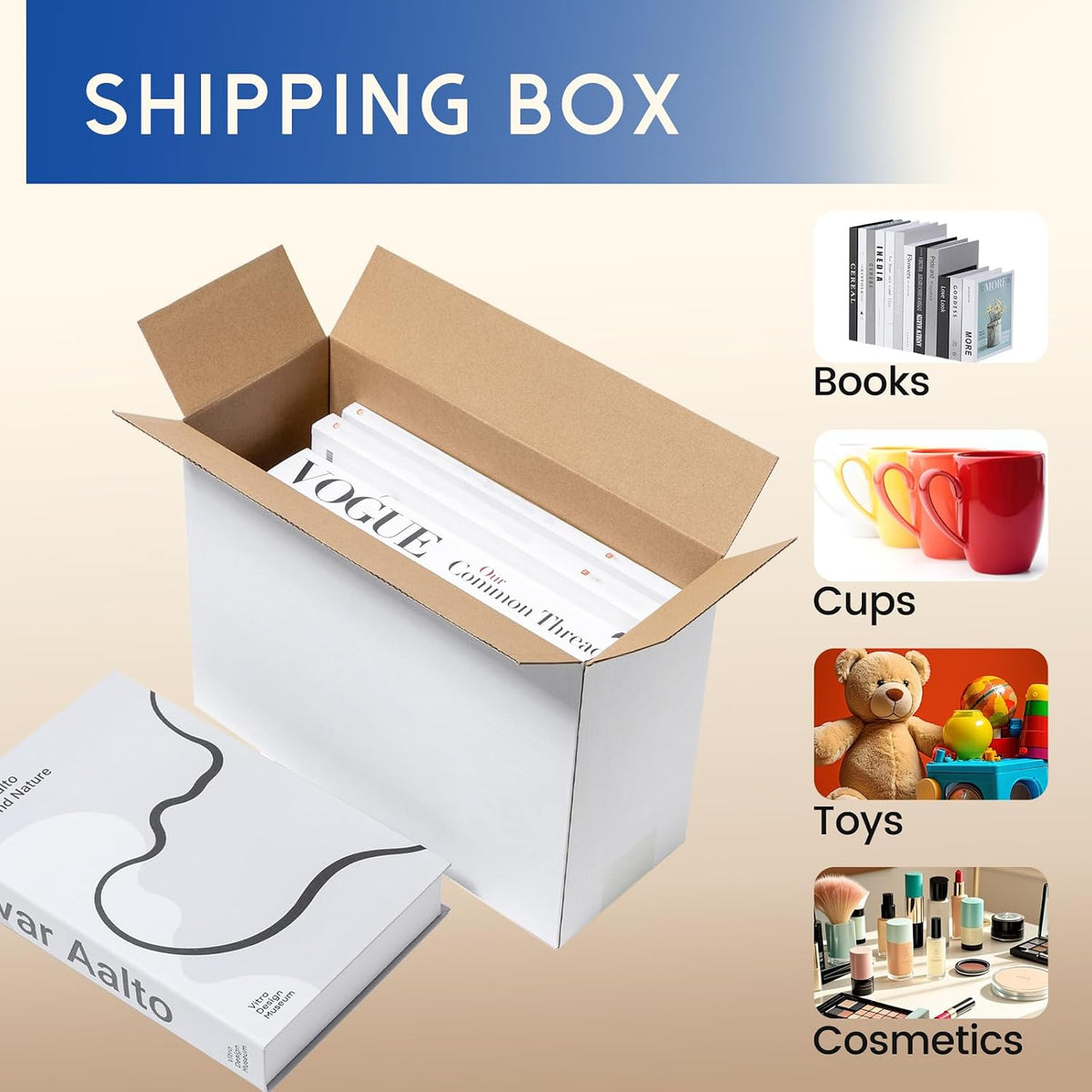 12x5x9" Shipping Boxes 50 Pack Corrugated Cardboard Box White