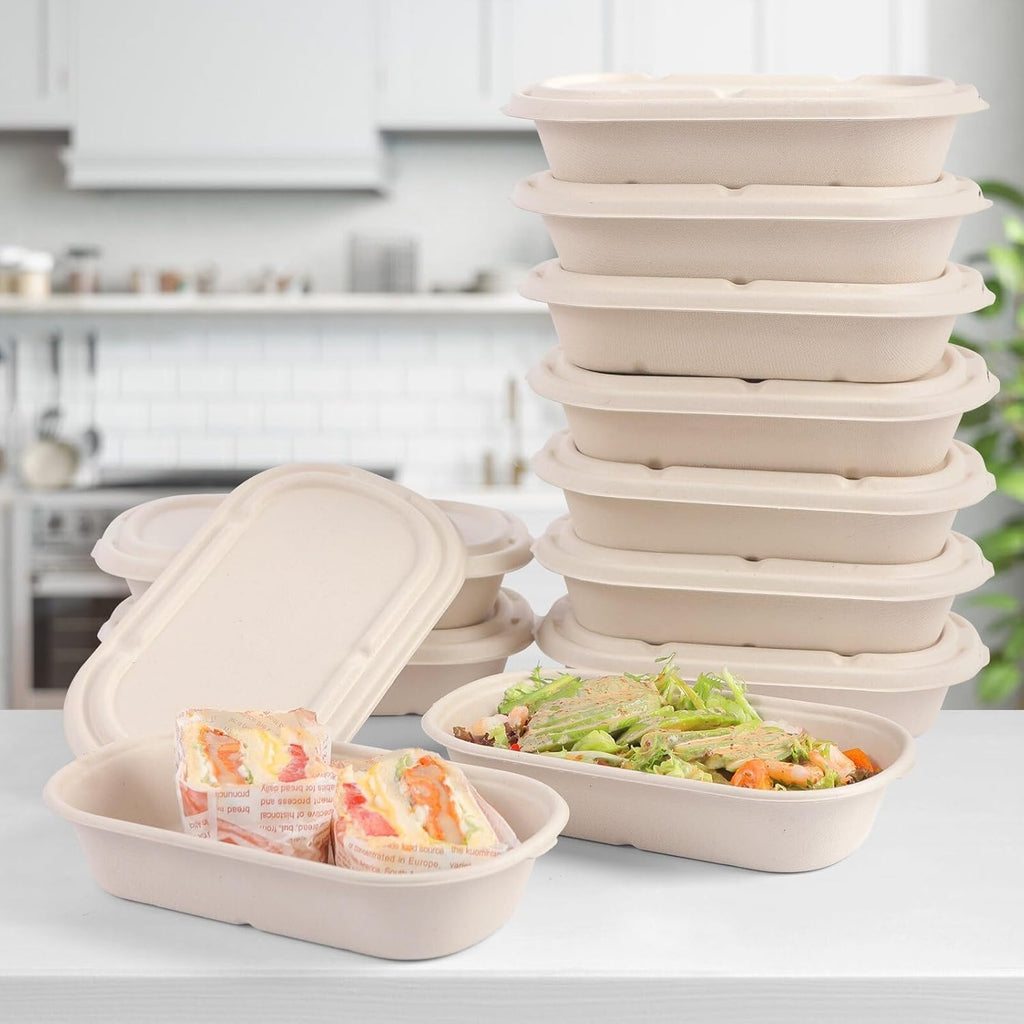 50Pcs(24oz) disposable meal prep food containers with lids.
