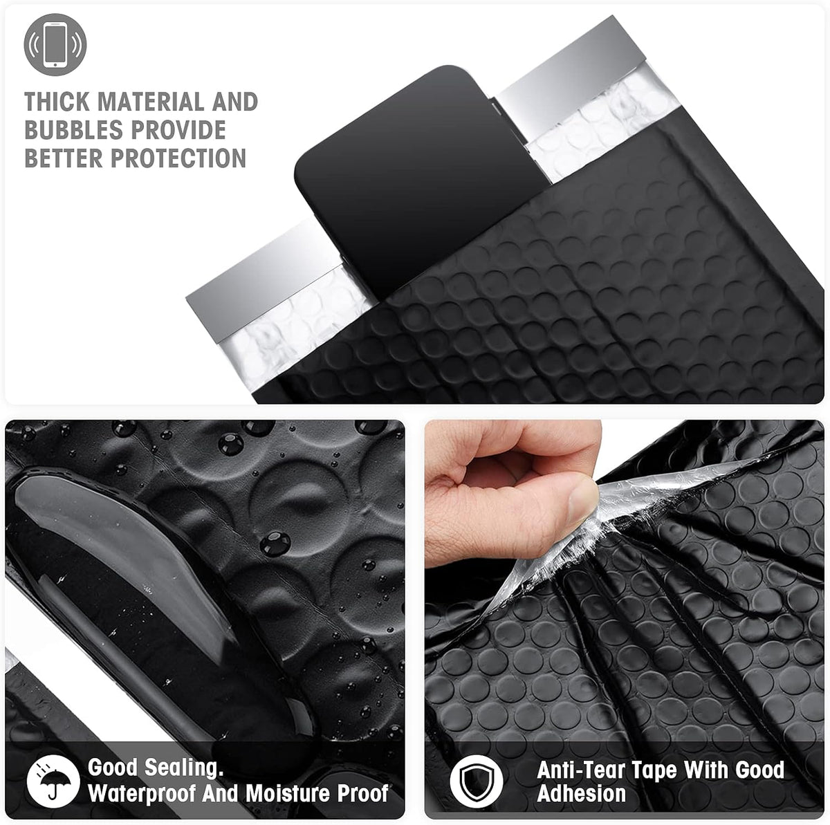 Black Bubble Mailers 6x10 Inch 25 Pack Padded Envelopes #0