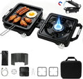 2 Burner Folding Camping Stove, 24000 BTU Propane Camp Stove with Windshield, Adjustable Burners Gas Stove with