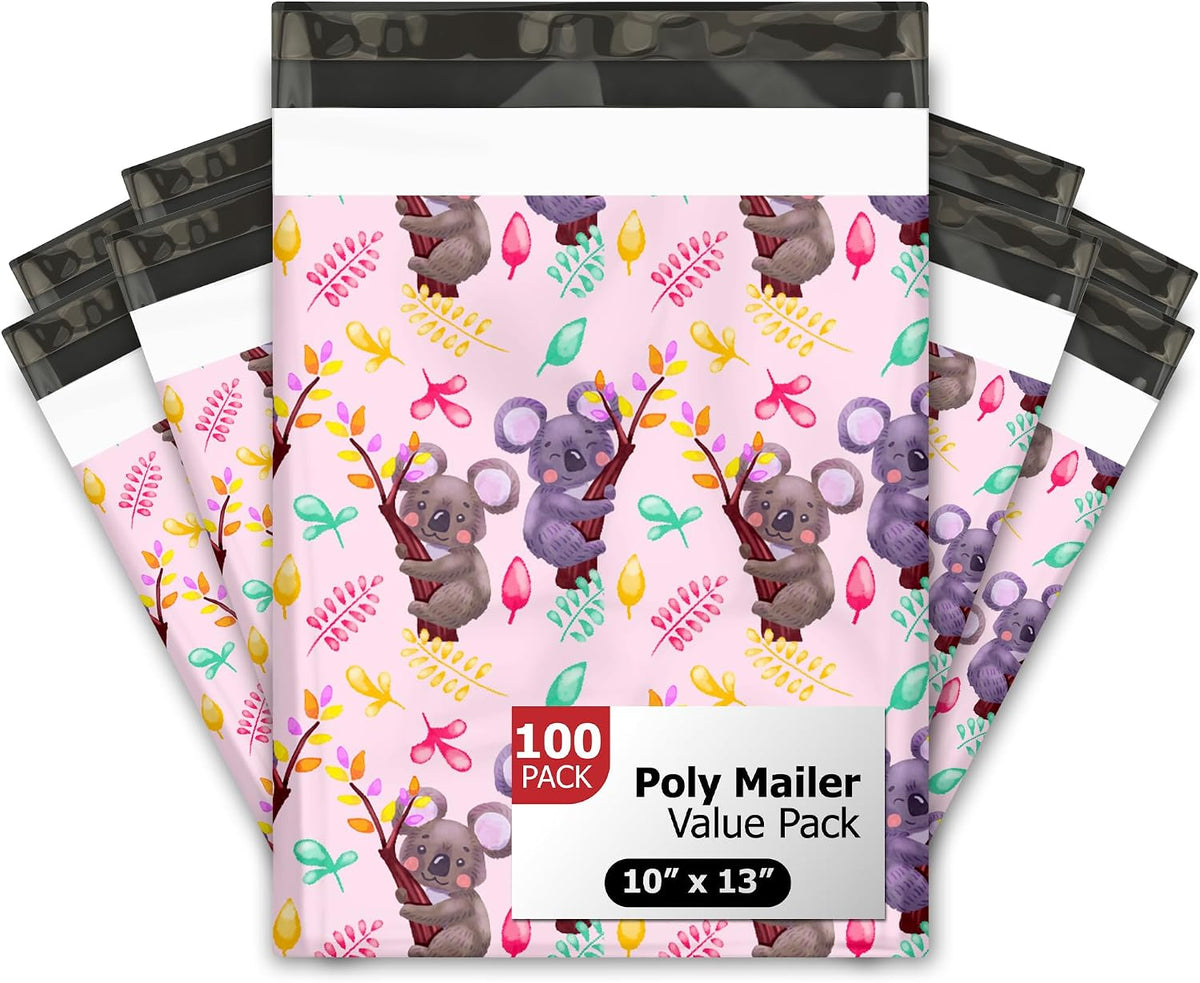 10x13 (100) Koala Designer Poly Mailers Shipping Envelopes Premium Printed Bags
